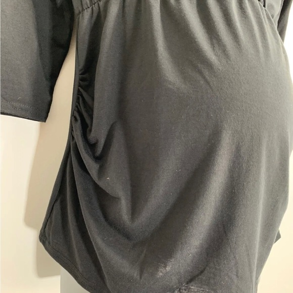 DOROTHY PERKINS Black Maternity Top V-Neck Blouse Stretch 3/4 Sleeves UK Size 12 - Picture 4 of 8